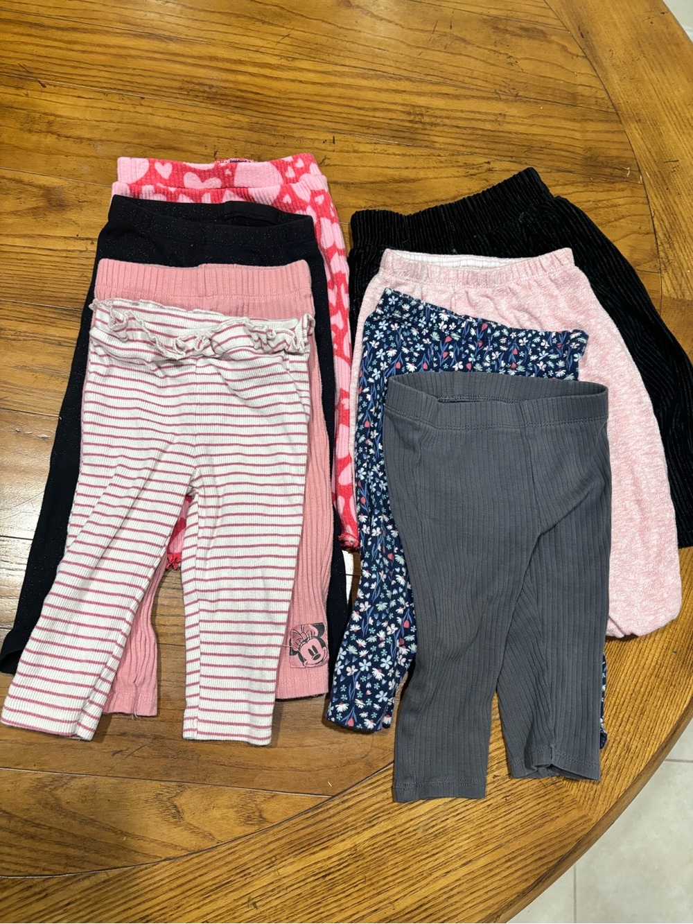 Girls 12M Ribbed Leggings Pack - Pink, Black, Gray, Navy Floral